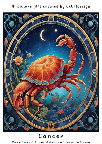A4 AI Beautiful Fantasy Zodiac Signs Cancer