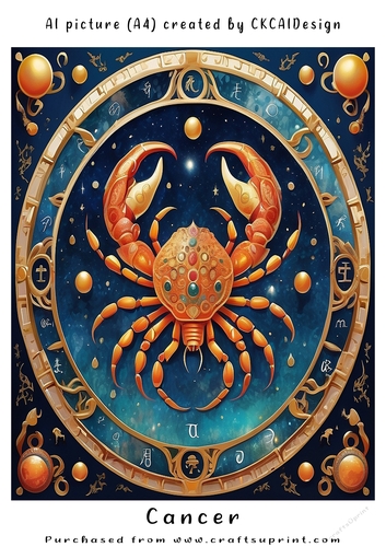 A4 AI Beautiful Fantasy Zodiac Signs Cancer
