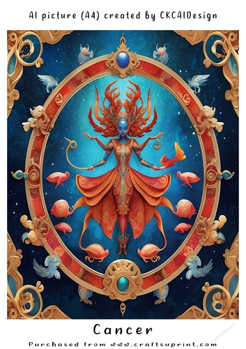 A4 AI Beautiful Fantasy Zodiac Signs Cancer