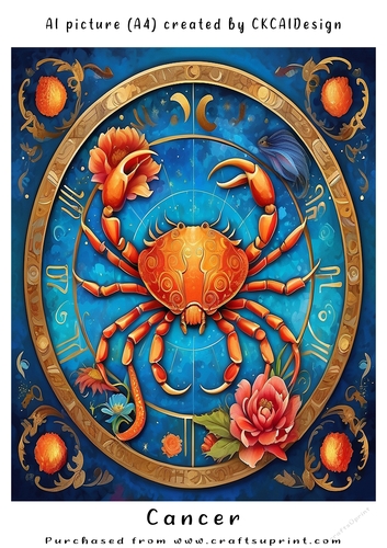 A4 AI Beautiful Fantasy Zodiac Signs Cancer