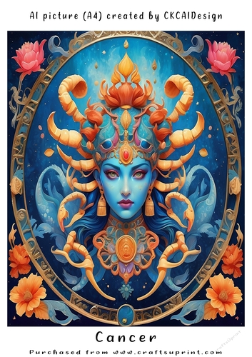 A4 AI Beautiful Fantasy Zodiac Signs Cancer