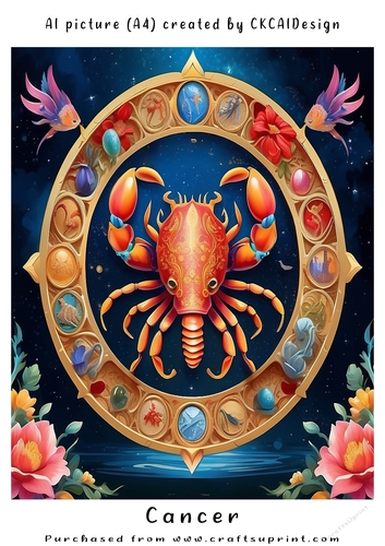 A4 AI Beautiful Fantasy Zodiac Signs Cancer