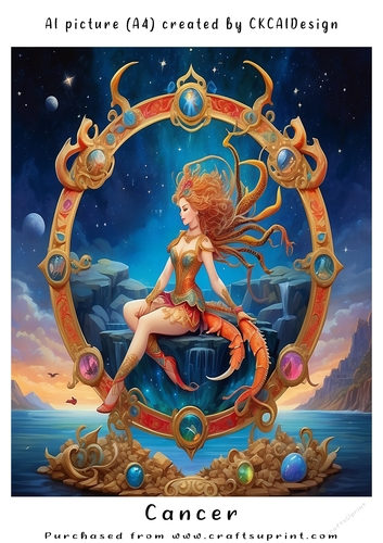 A4 AI Beautiful Fantasy Zodiac Signs Cancer