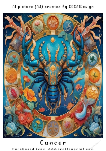 A4 AI Beautiful Fantasy Zodiac Signs Cancer