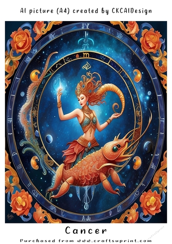 A4 AI Beautiful Fantasy Zodiac Signs Cancer