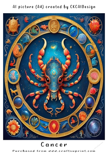 A4 AI Beautiful Fantasy Zodiac Signs Cancer