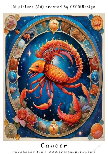 A4 AI Beautiful Fantasy Zodiac Signs Cancer