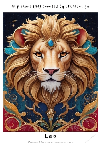 A4 AI Beautiful Fantasy Zodiac Signs Leo