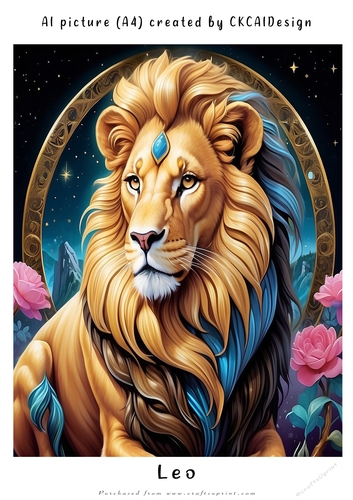 A4 AI Beautiful Fantasy Zodiac Signs Leo