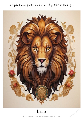 A4 AI Beautiful Fantasy Zodiac Signs Leo