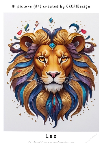 A4 AI Beautiful Fantasy Zodiac Signs Leo
