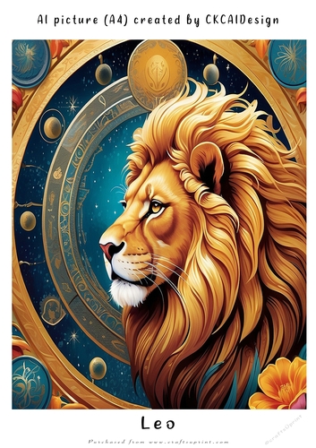 A4 AI Beautiful Fantasy Zodiac Signs Leo