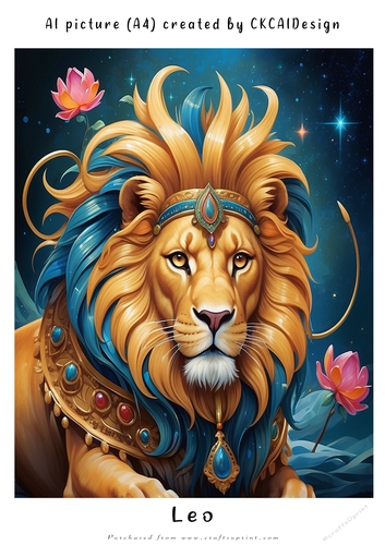 A4 AI Beautiful Fantasy Zodiac Signs Leo