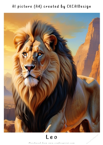 A4 AI Beautiful Fantasy Zodiac Signs Leo
