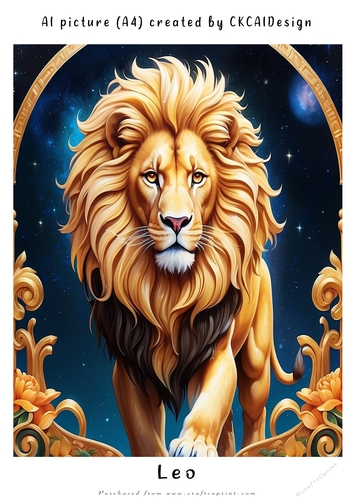 A4 AI Beautiful Fantasy Zodiac Signs Leo