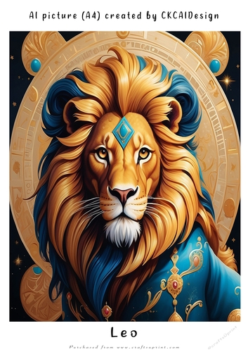 A4 AI Beautiful Fantasy Zodiac Signs Leo