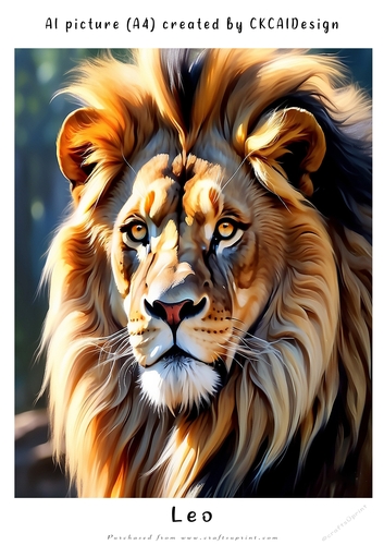 A4 AI Beautiful Fantasy Zodiac Signs Leo