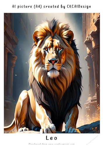 A4 AI Beautiful Fantasy Zodiac Signs Leo