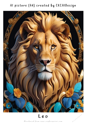 A4 AI Beautiful Fantasy Zodiac Signs Leo