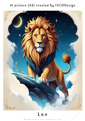 A4 AI Beautiful Fantasy Zodiac Signs Leo