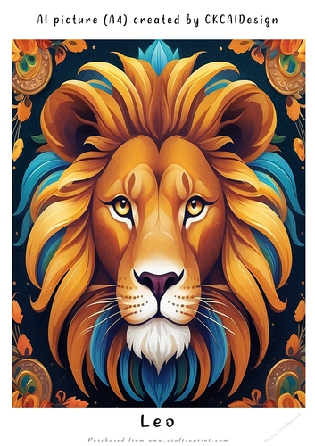 A4 AI Beautiful Fantasy Zodiac Signs Leo