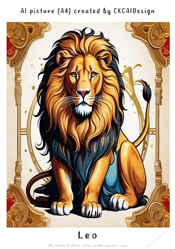 A4 AI Beautiful Fantasy Zodiac Signs Leo