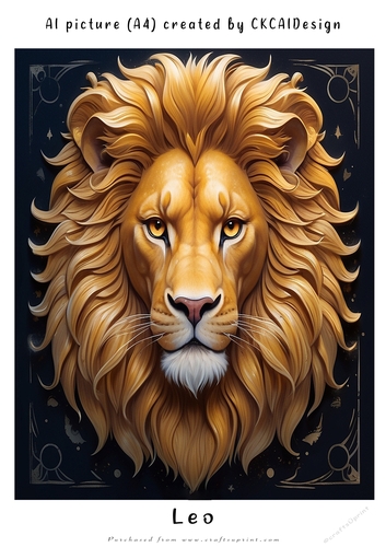 A4 AI Beautiful Fantasy Zodiac Signs Leo