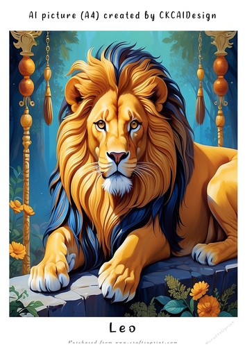 A4 AI Beautiful Fantasy Zodiac Signs Leo