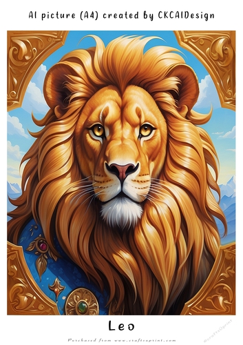 A4 AI Beautiful Fantasy Zodiac Signs Leo