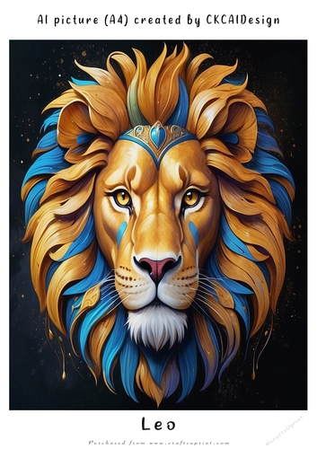 A4 AI Beautiful Fantasy Zodiac Signs Leo