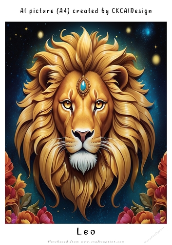 A4 AI Beautiful Fantasy Zodiac Signs Leo