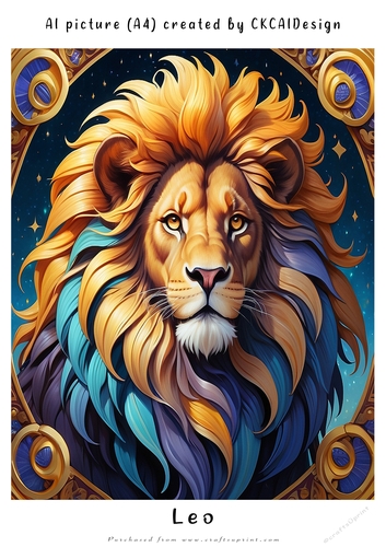 A4 AI Beautiful Fantasy Zodiac Signs Leo
