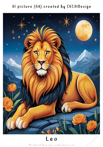 A4 AI Beautiful Fantasy Zodiac Signs Leo