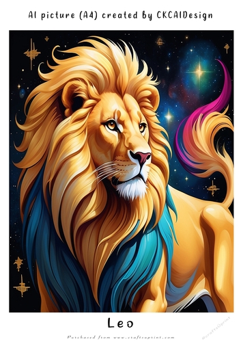 A4 AI Beautiful Fantasy Zodiac Signs Leo