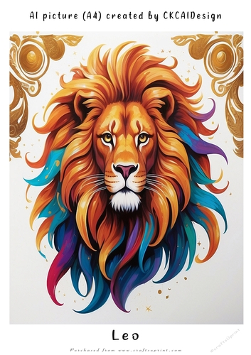 A4 AI Beautiful Fantasy Zodiac Signs Leo