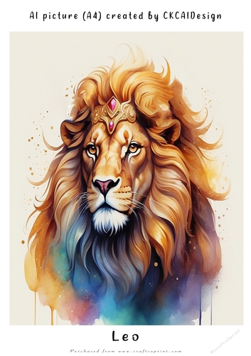 A4 AI Beautiful Fantasy Zodiac Signs Leo