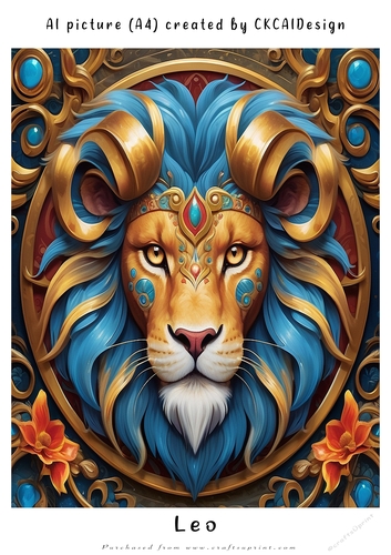 A4 AI Beautiful Fantasy Zodiac Signs Leo