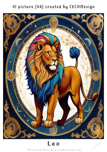 A4 AI Beautiful Fantasy Zodiac Signs Leo