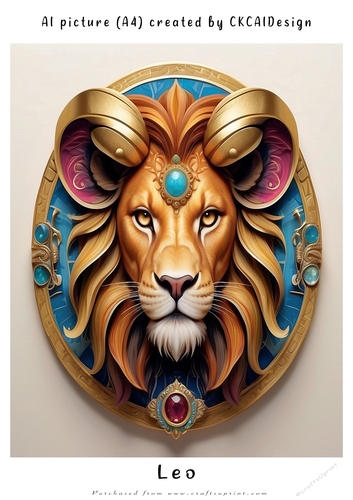 A4 AI Beautiful Fantasy Zodiac Signs Leo