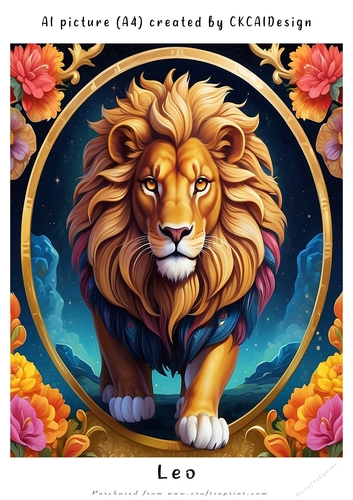 A4 AI Beautiful Fantasy Zodiac Signs Leo