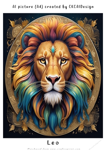 A4 AI Beautiful Fantasy Zodiac Signs Leo