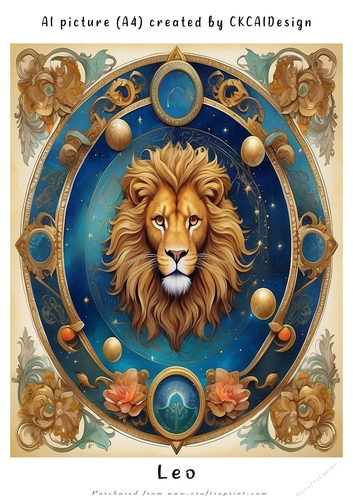A4 AI Beautiful Fantasy Zodiac Signs Leo