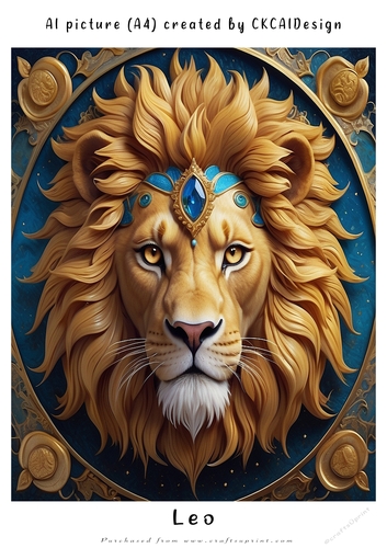 A4 AI Beautiful Fantasy Zodiac Signs Leo
