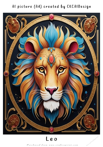 A4 AI Beautiful Fantasy Zodiac Signs Leo