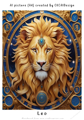 A4 AI Beautiful Fantasy Zodiac Signs Leo