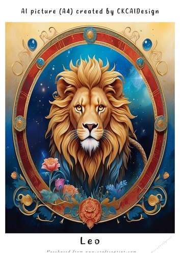 A4 AI Beautiful Fantasy Zodiac Signs Leo