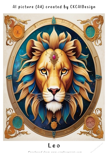 A4 AI Beautiful Fantasy Zodiac Signs Leo