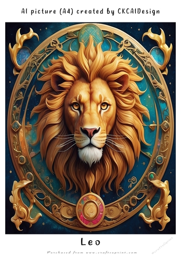 A4 AI Beautiful Fantasy Zodiac Signs Leo