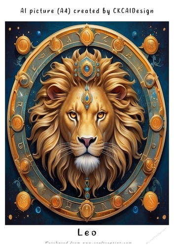A4 AI Beautiful Fantasy Zodiac Signs Leo