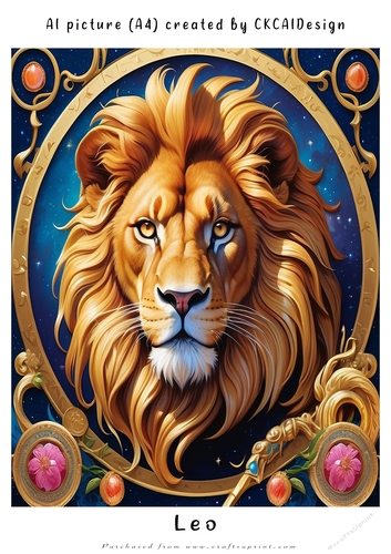 A4 AI Beautiful Fantasy Zodiac Signs Leo
